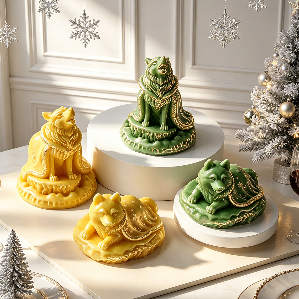 Xmas Candle Making - Christmas Snowflake Wolf Silicone Candle Mold
