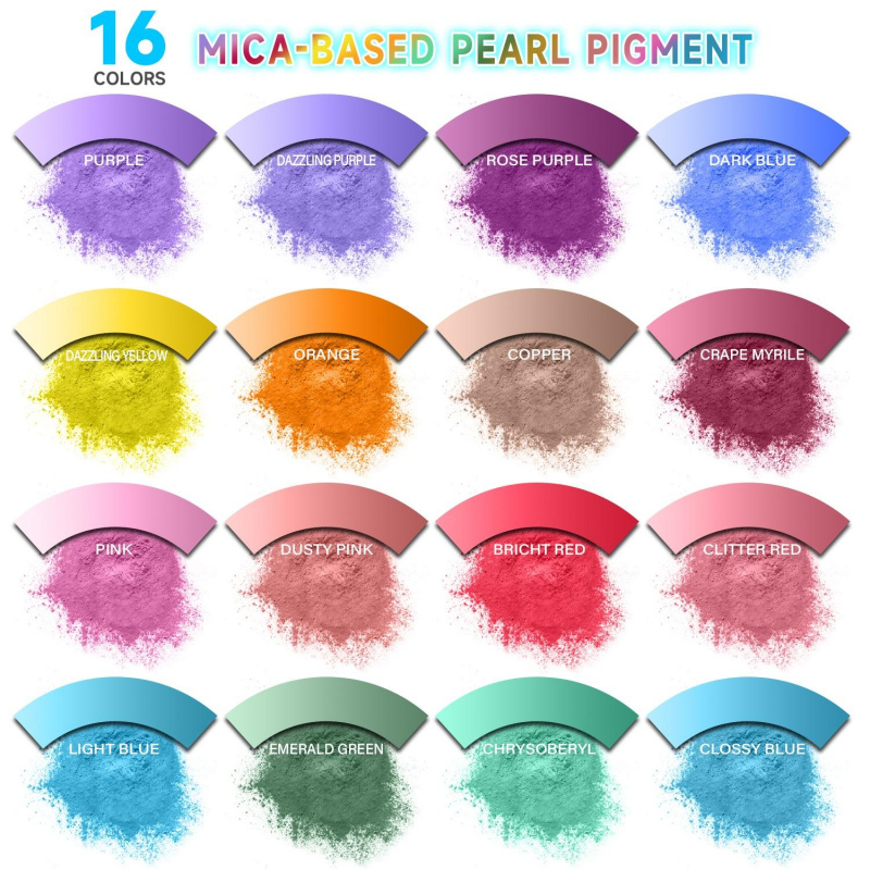 Candle Dye Chip - 16Color Mica Powder Set，Per Pack1Grams of