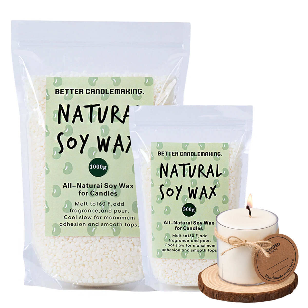 500g/1000g Natural Soy Wax DIY - Candle Making Wicks recension och pris
