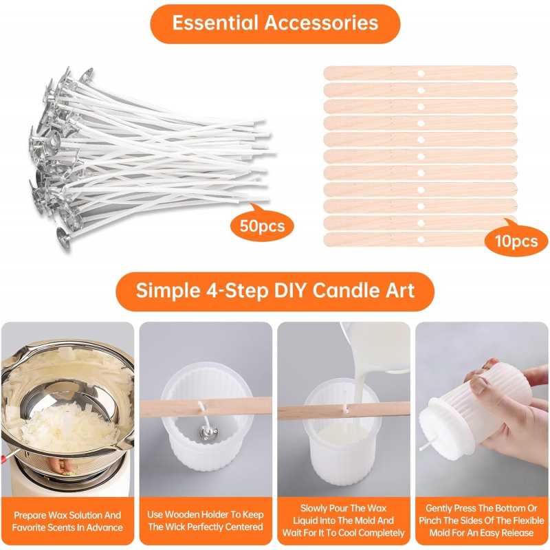 8 Silicone Candle Mold Set，Inc - Candle Making Wicks recension och pris