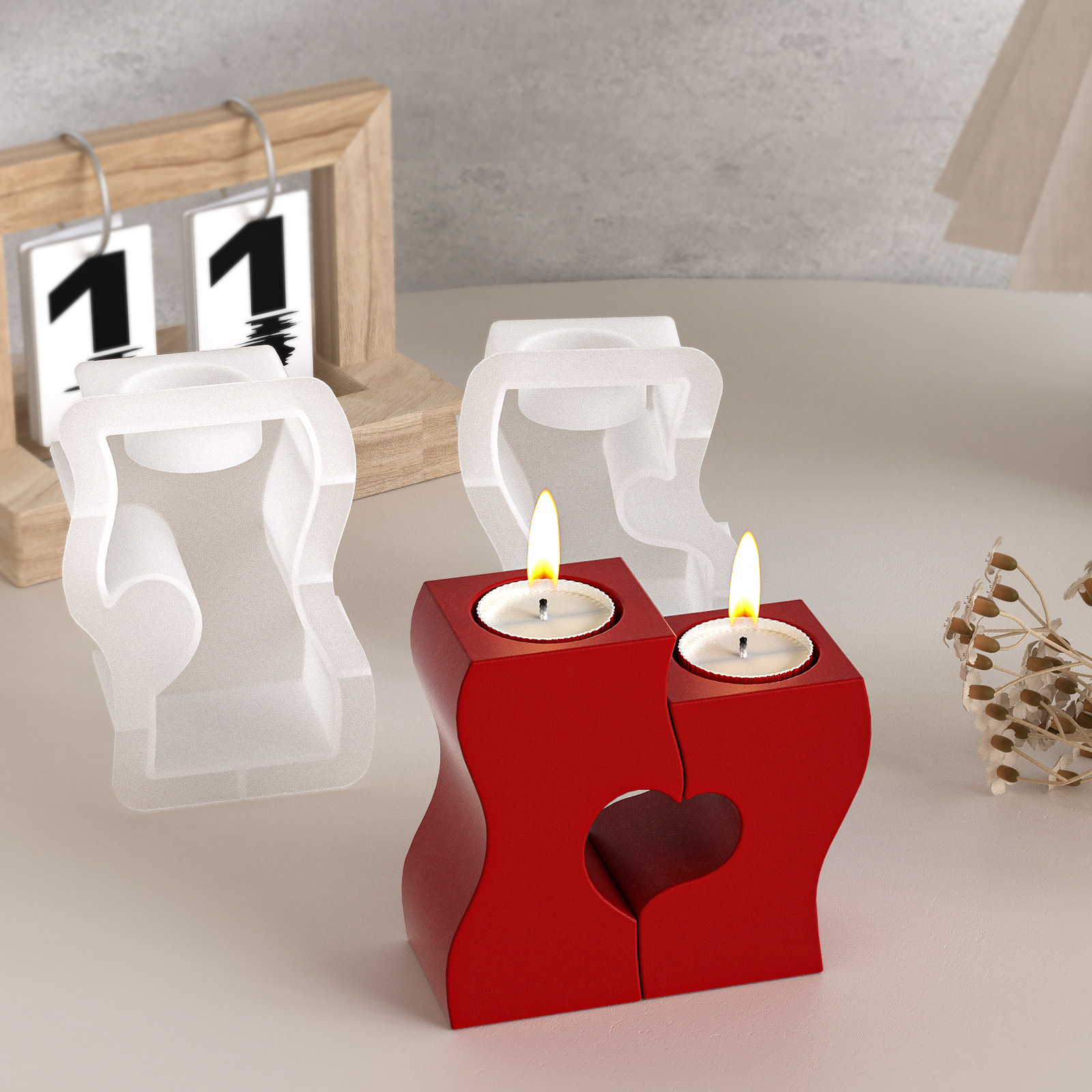 S Heart Candlestick Silicone M - Candle Making Tools recension och pris