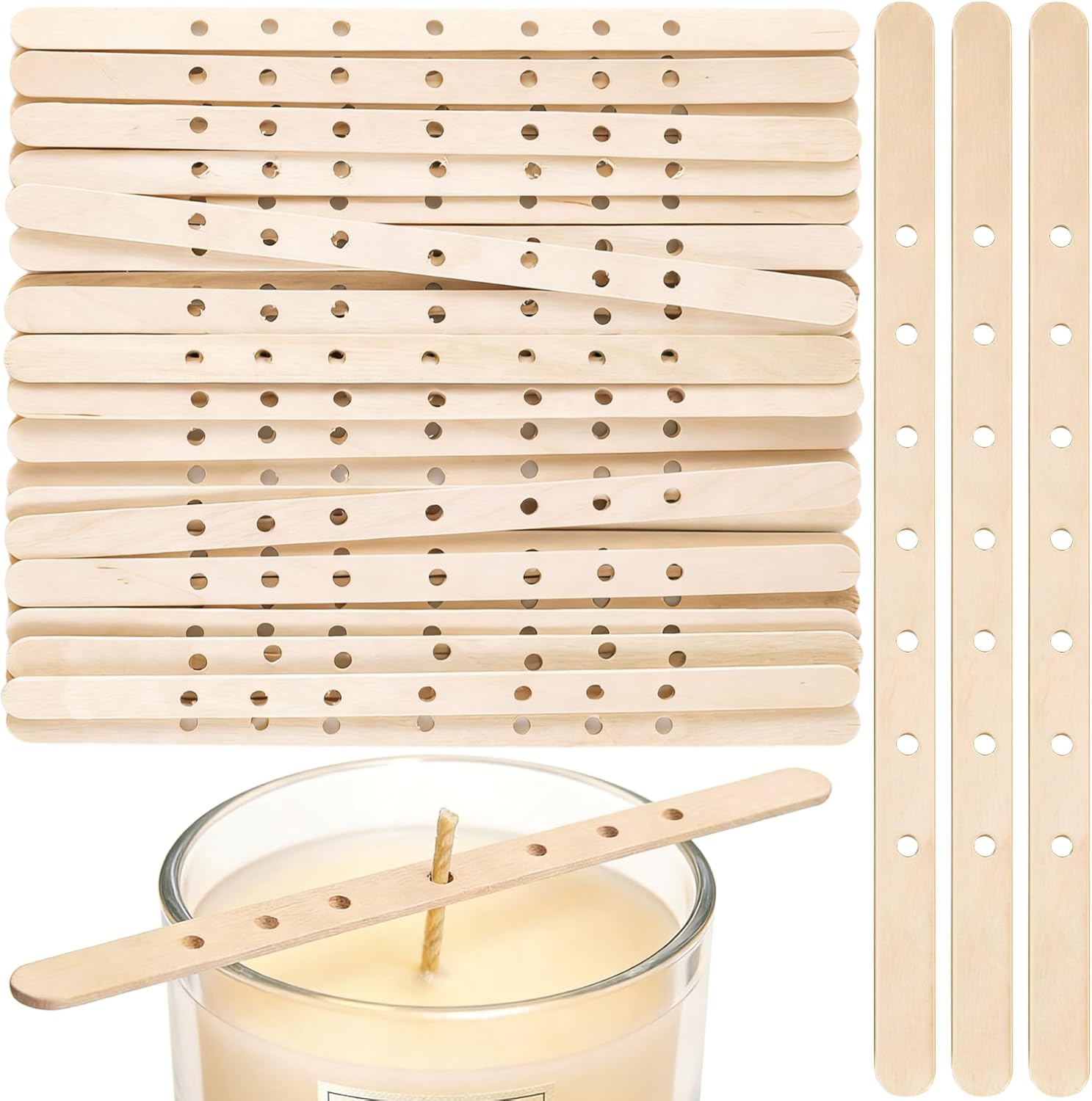30/50pcs 7 Holes Wooden Candle - Candle Making Wicks recension och pris