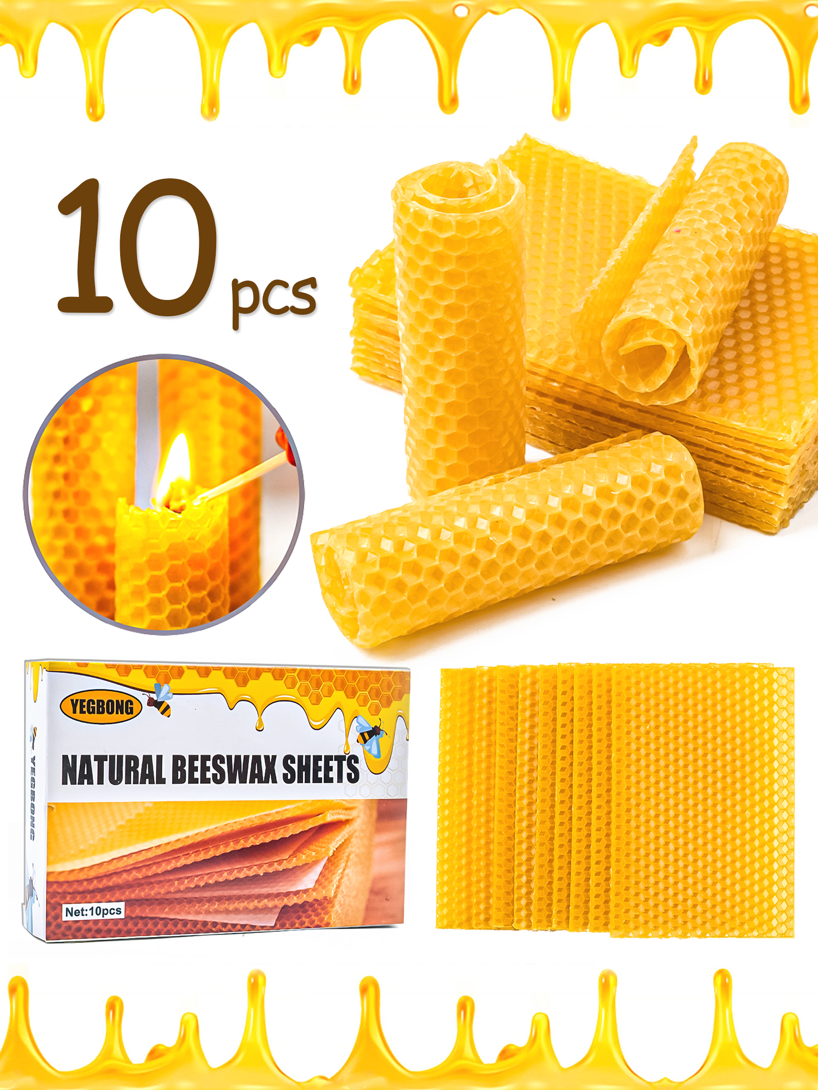 10Pcs Natural Honeycomb Bee Wa - Candle Making Experience recension och pris